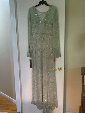 LARA Mint and Silver Beaded Evening Dress